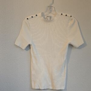 Forever 21 White Ribbed Knit Top